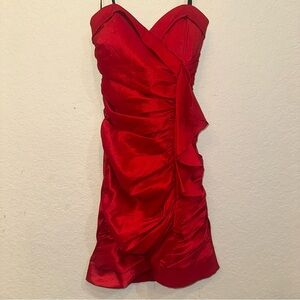 Fiesta Fashion Small Red Ruched Strapless Mini Formal Cocktail Homecoming Dress